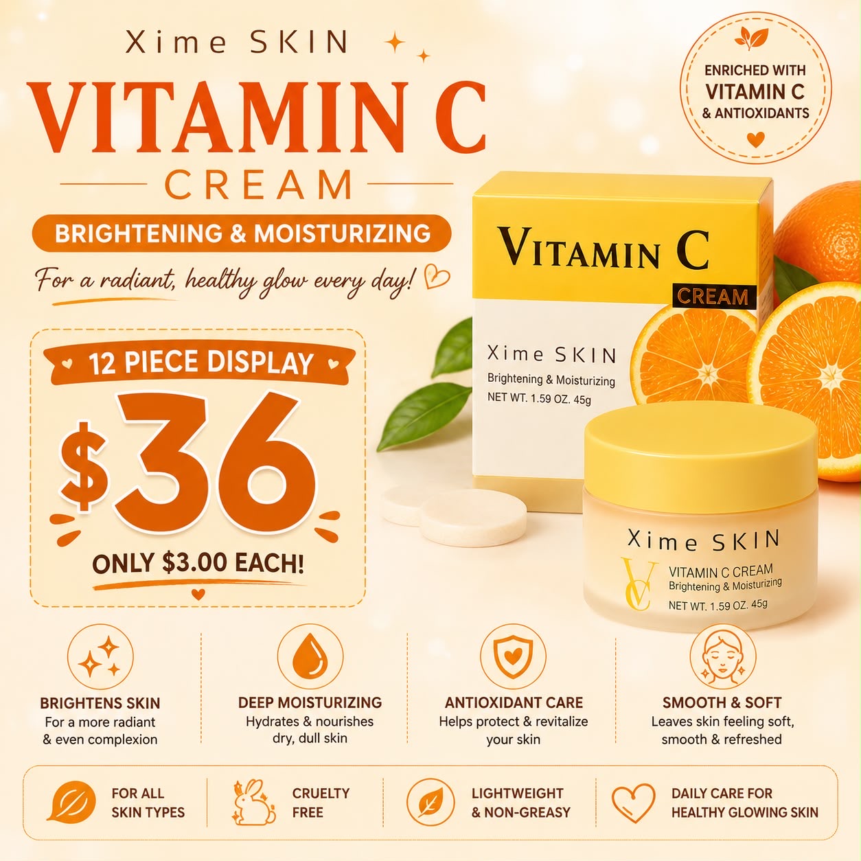 12PCS DISPLAY XIME SKIN VITAMIN C CREAM X6-069