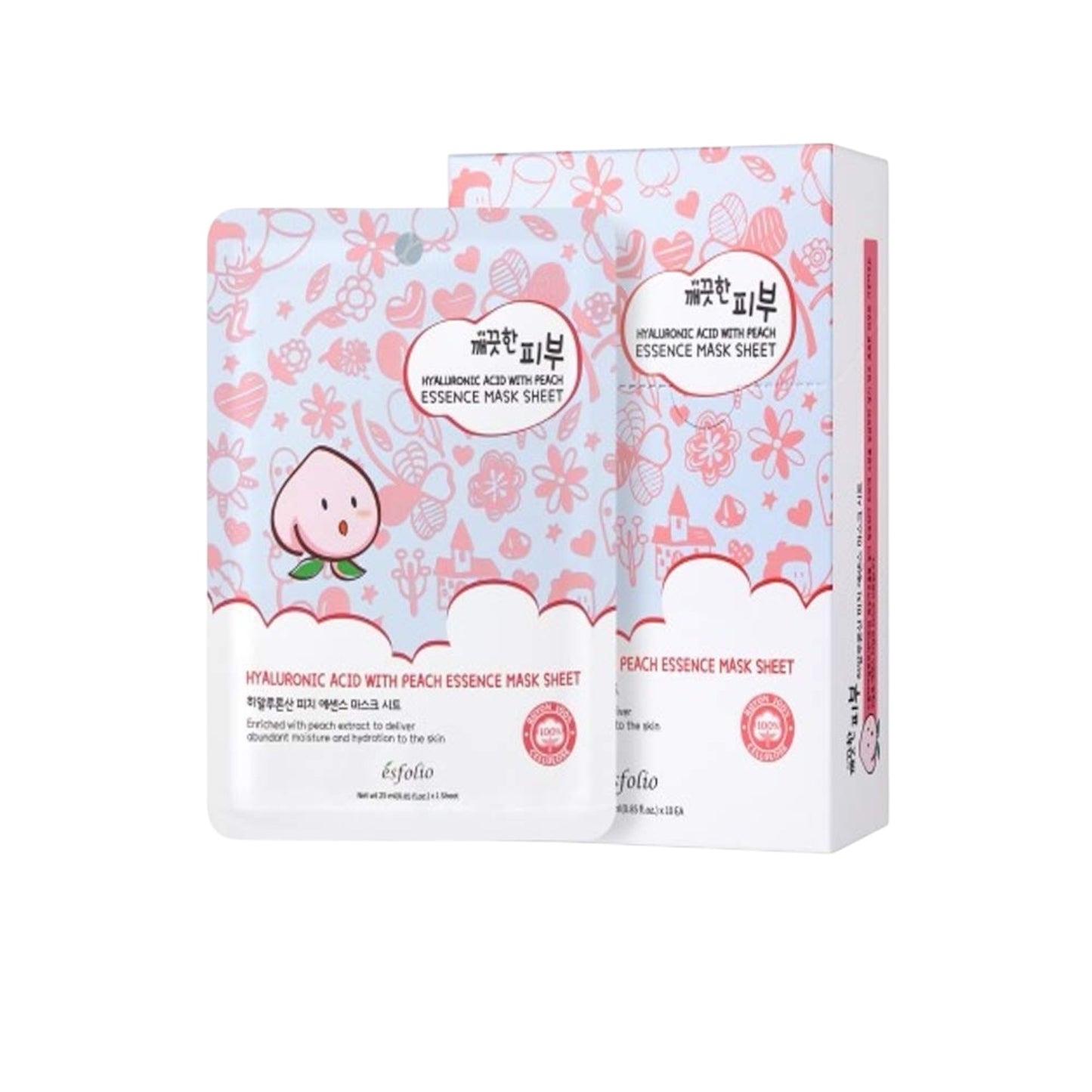 ESFOLIO HYALURONIC ACID WITH PEACH ESSENCE MASK SHEET #64