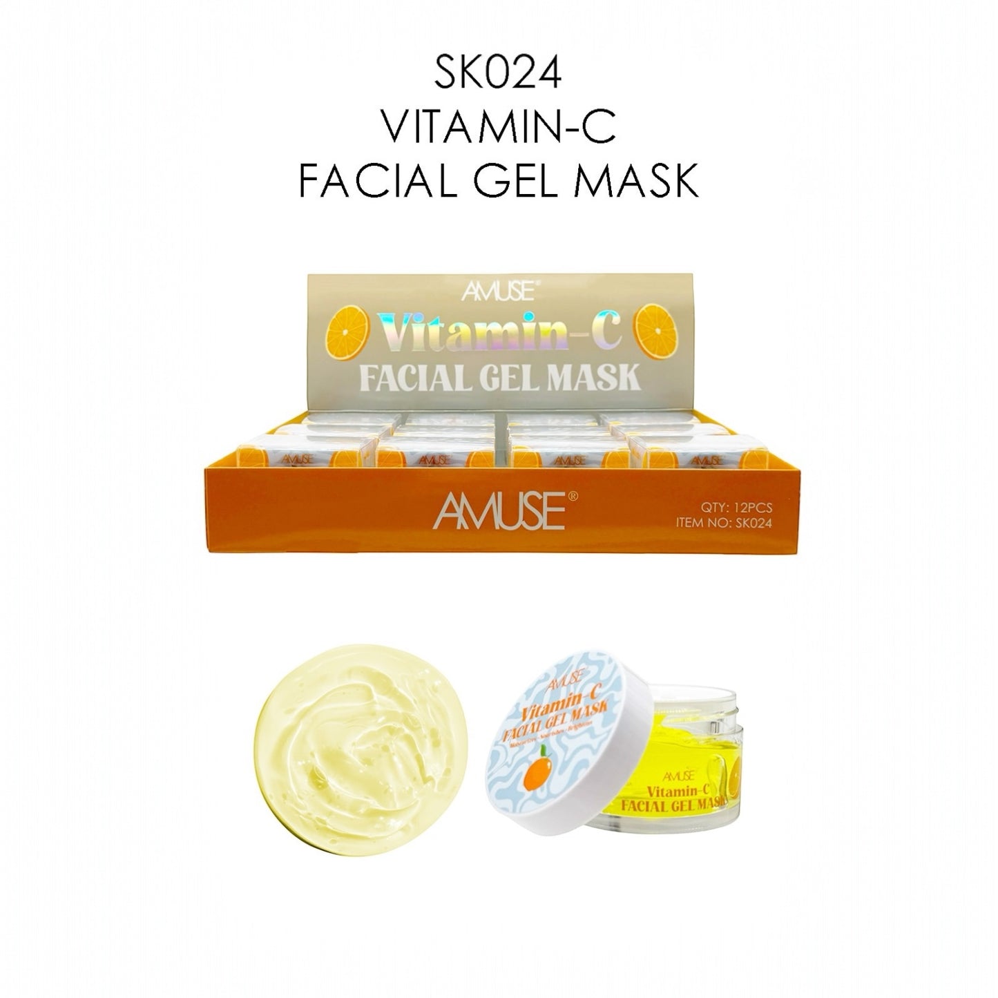 12PCS DISPLAY VITAMIN -C FACIAL GEL MASK SK024
