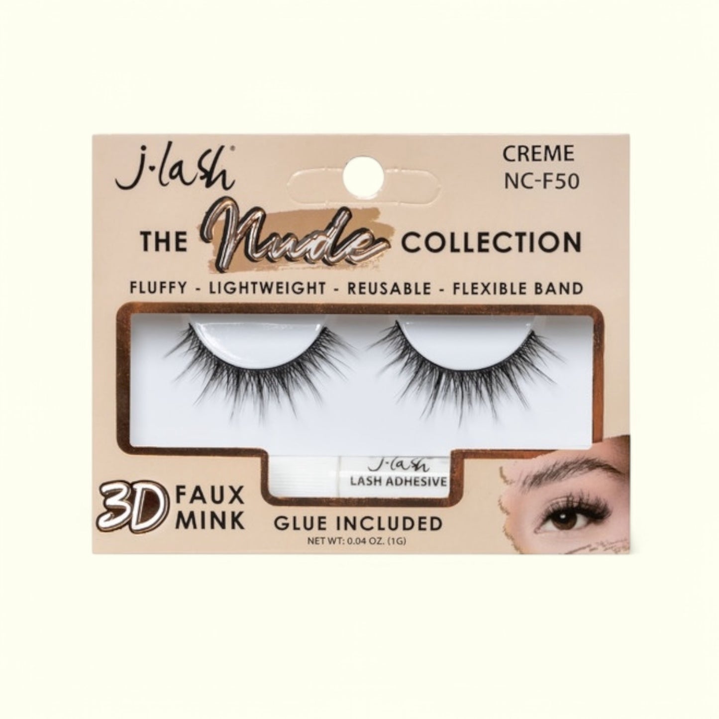 6PCS PACK JLASH 3DFAUX MINK THE NUDE COLLECTION GLUE INCLUDED NC-F50