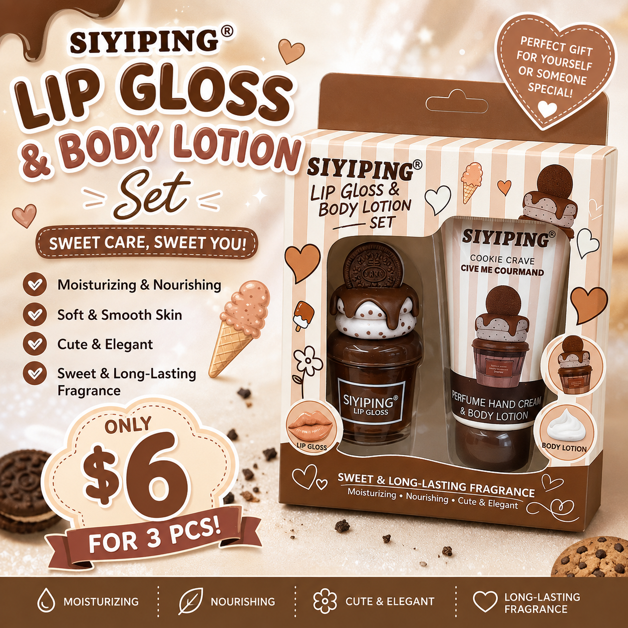 3PCS SET SIYIPING PERFUME & HAND CREAM VANILLA FREAK ST131