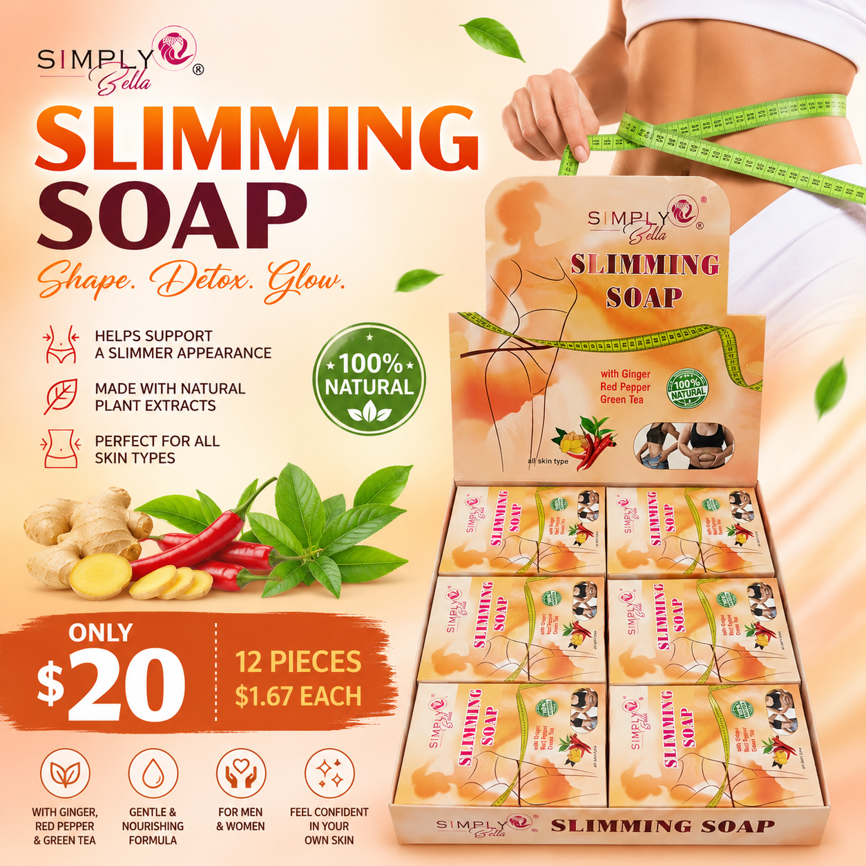 12PCS SIMPLY BELLA SLIMMING BAR SOAP SIM047