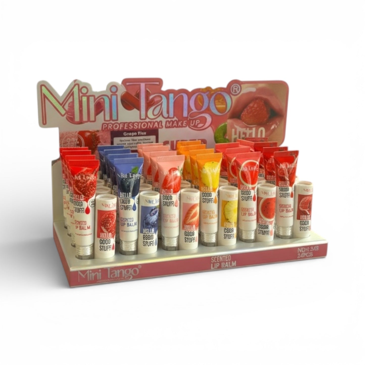 24PCS DISPLAY MINI TANGO DÚO SCENTED LIP BALM & LIPGLOSS L348