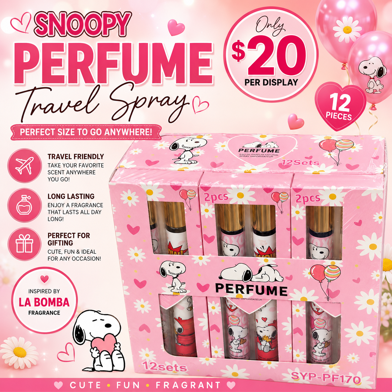 12PCS DISPLAY WHITE DOG DUO 2PCS PERFUME SET SYP-PF170