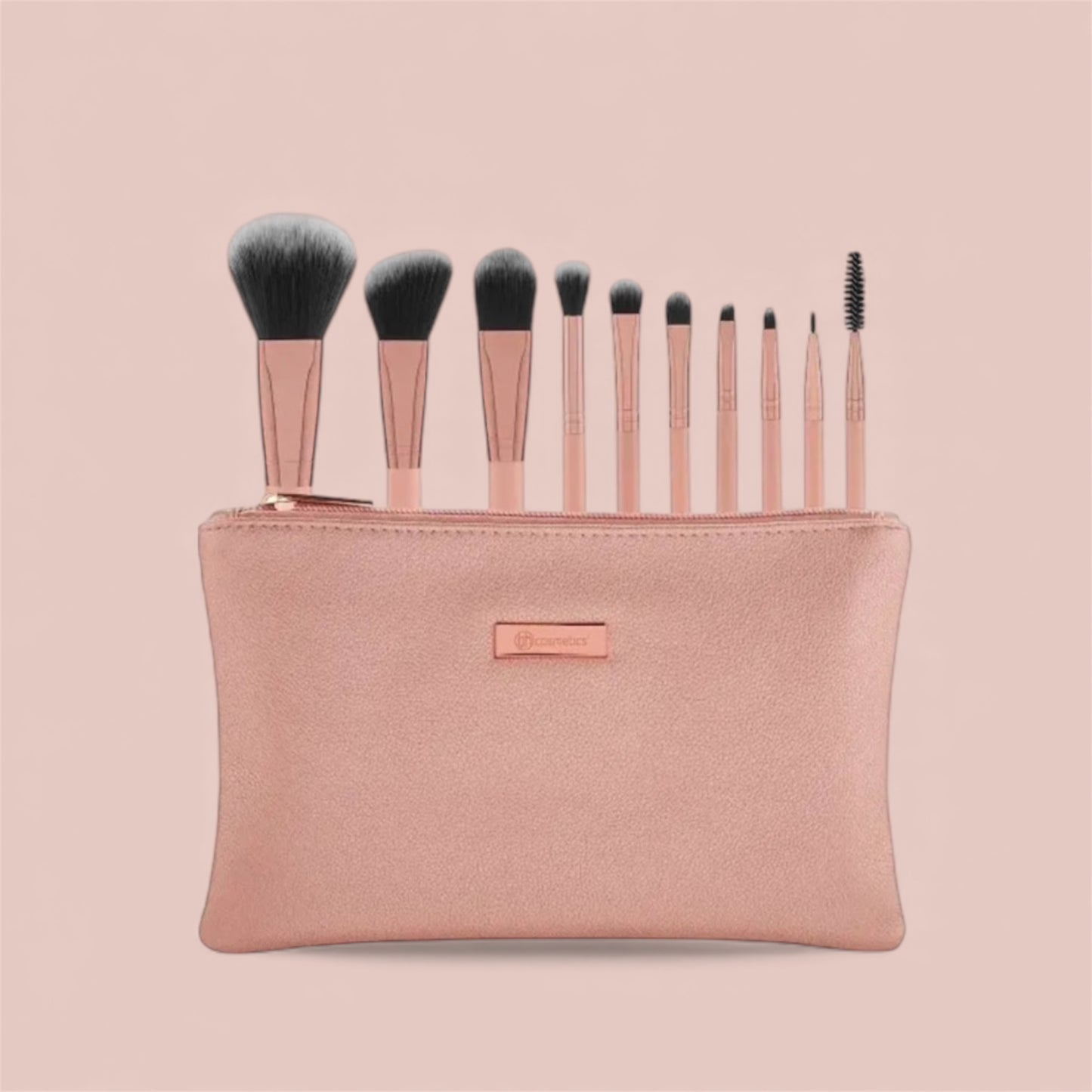 3PCS BH COSMETICS LIGHT PINK BRUSH SET WITH COSMETIC BAG 10PCS 3183