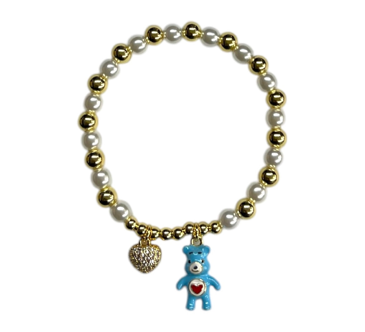 2PCS MIX ORO LAMINADO BROWN MOOD BEAR CHARM BRACELET YB2919