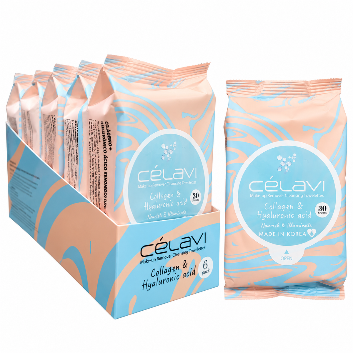 Celavi Makeup Collagen & Hyaluronic Acid Remover Cleansing Towelettes