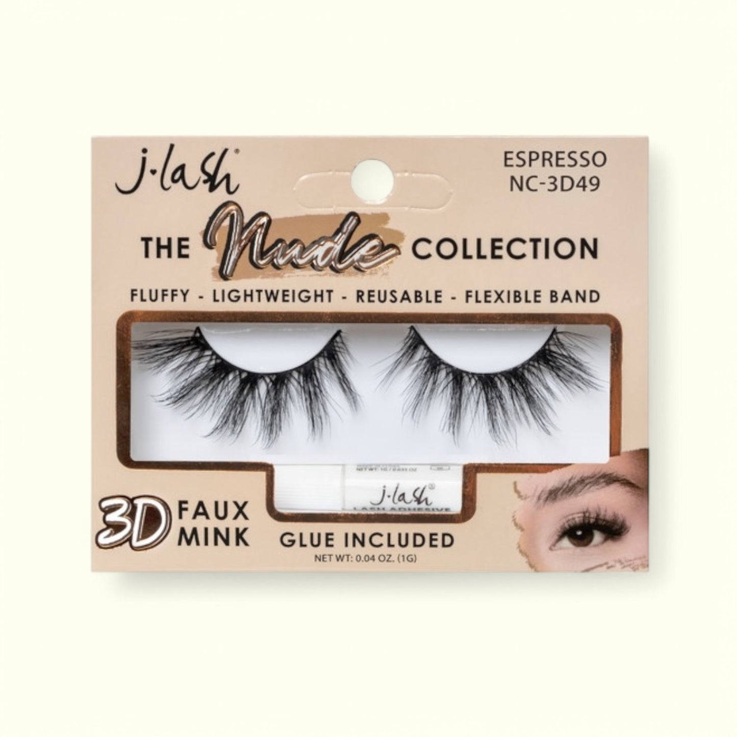 6PCS PACK JLASH 3D FAUX MINK THE NUDE COLLECTION GLUE INCLUDED NC-3D49