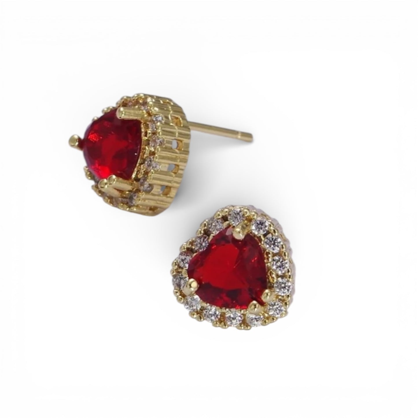 6PCS ORO LAMINADO BLING RED HEART JE1328