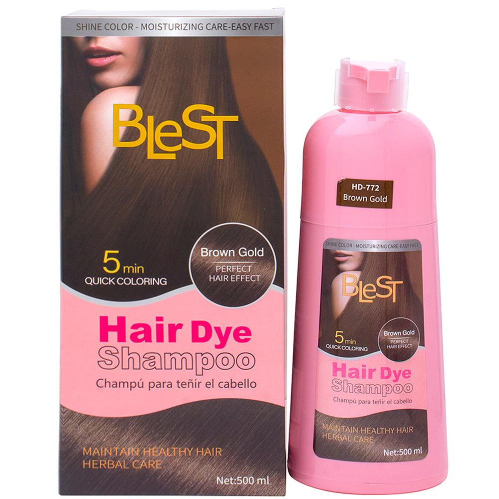 2PCS BLEST BROWN GOLD HAIR DYE SHAMPOO HD-772