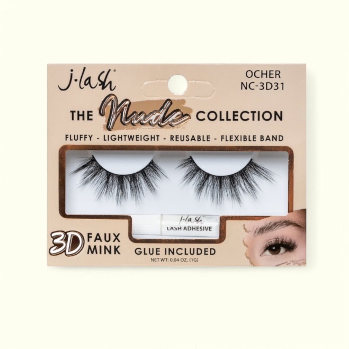 6PCS PACK JLASH 3D FAUX MINK THE NUDE COLLECTION GLUE INCLUDED NC-3D31