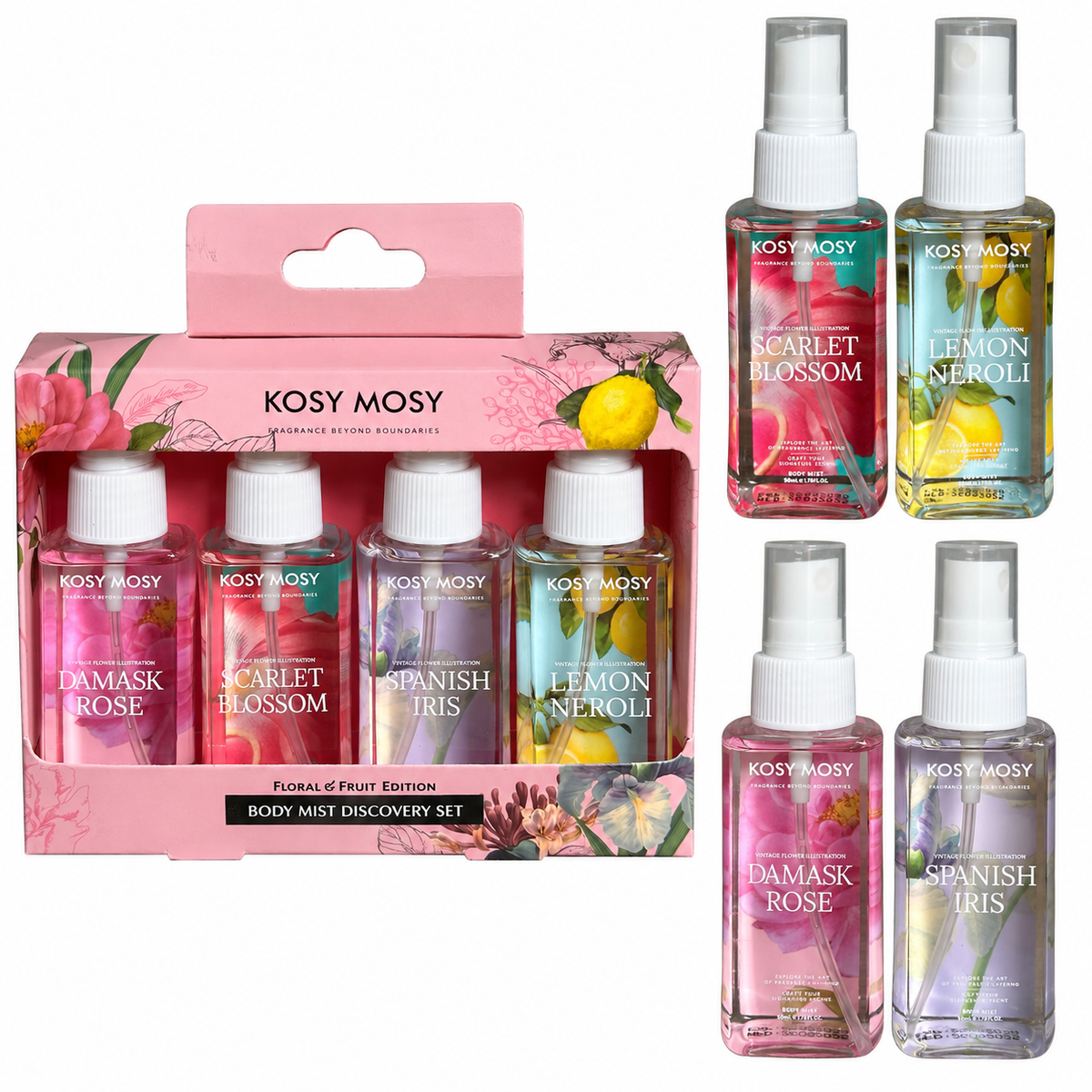 Kosy Mosy Florals & Fruit 4pcs Mist Set