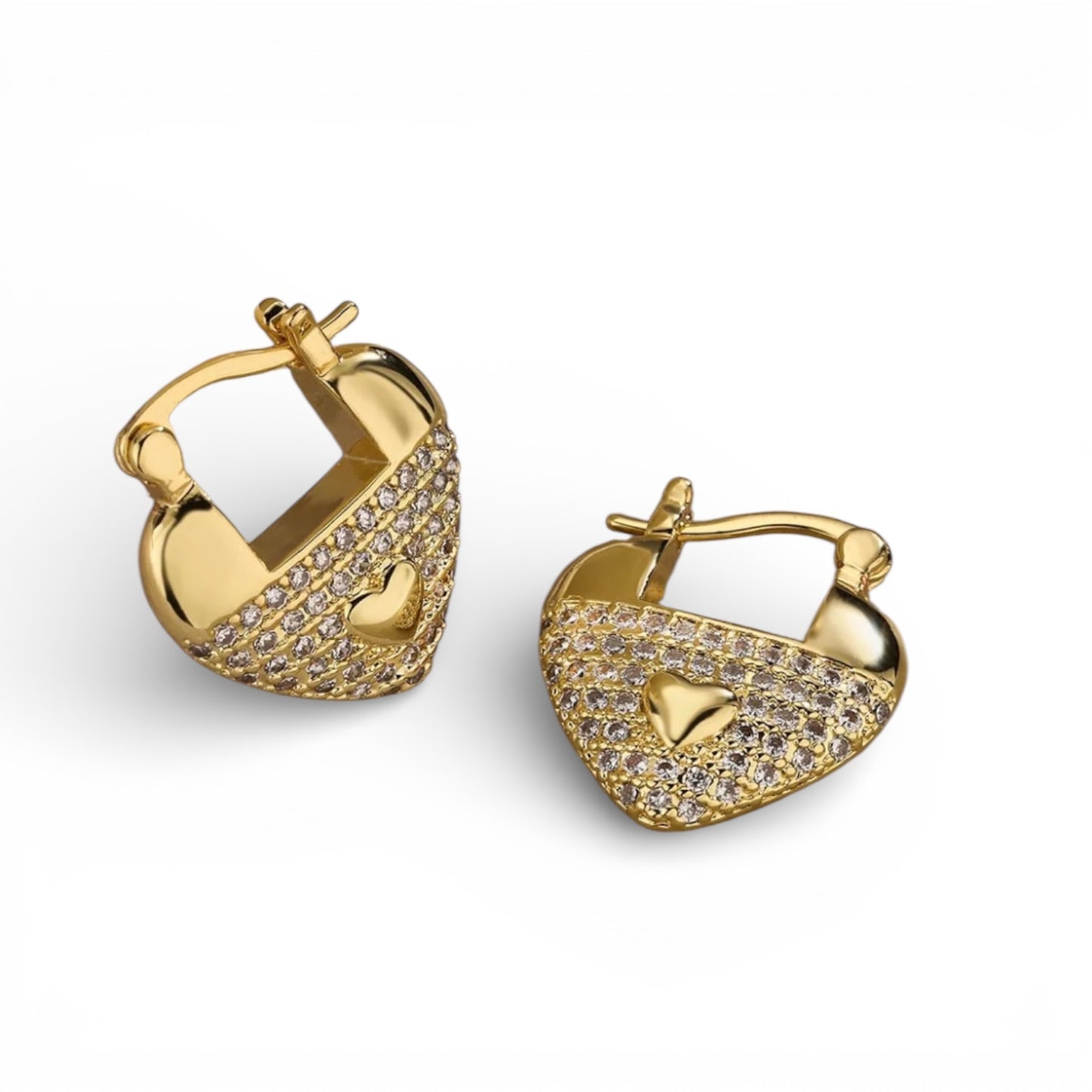 6PCS ORO LAMINADO BLING HEART EARRINGS E3759