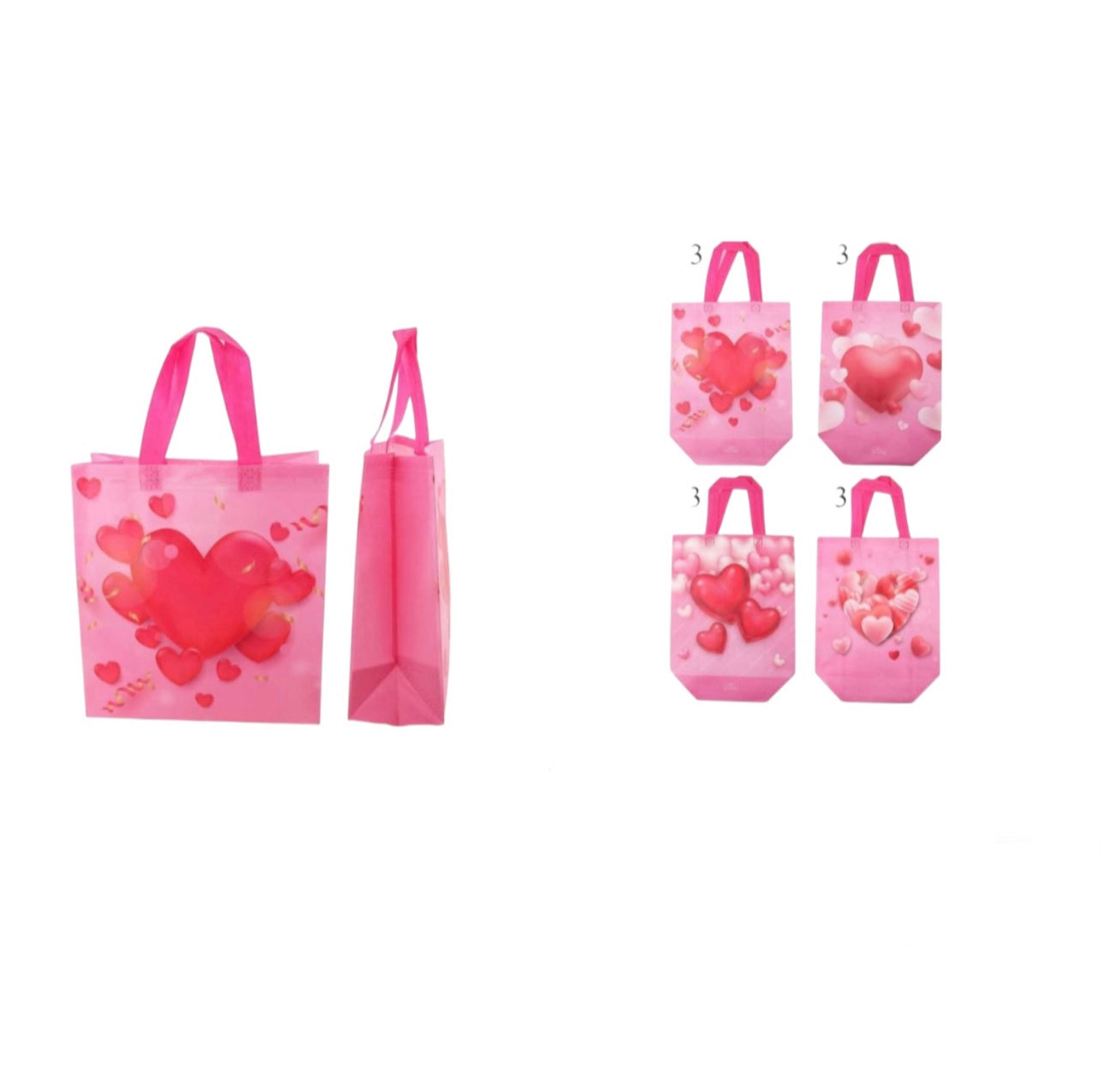 PINK HEART GIFT BAGS 12 PCS PACK DNV -2585