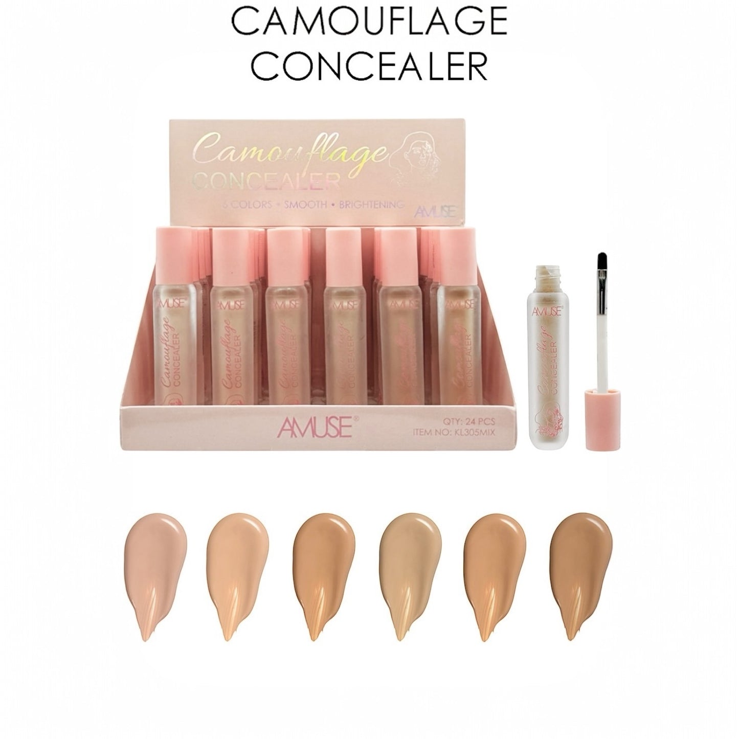 24PCS DISPLAY AMUSE CAMOUFLAGE CONCEALER 6 COLOR DISPLAY KL305MIX