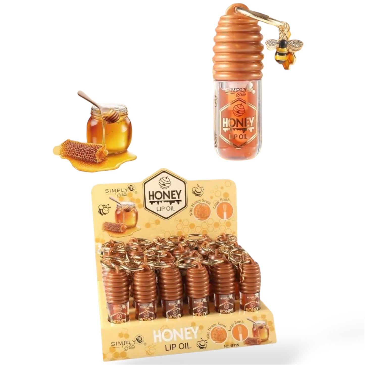 24PCS DISPLAY SIMPLY BELLA HONEY LIP OIL S115