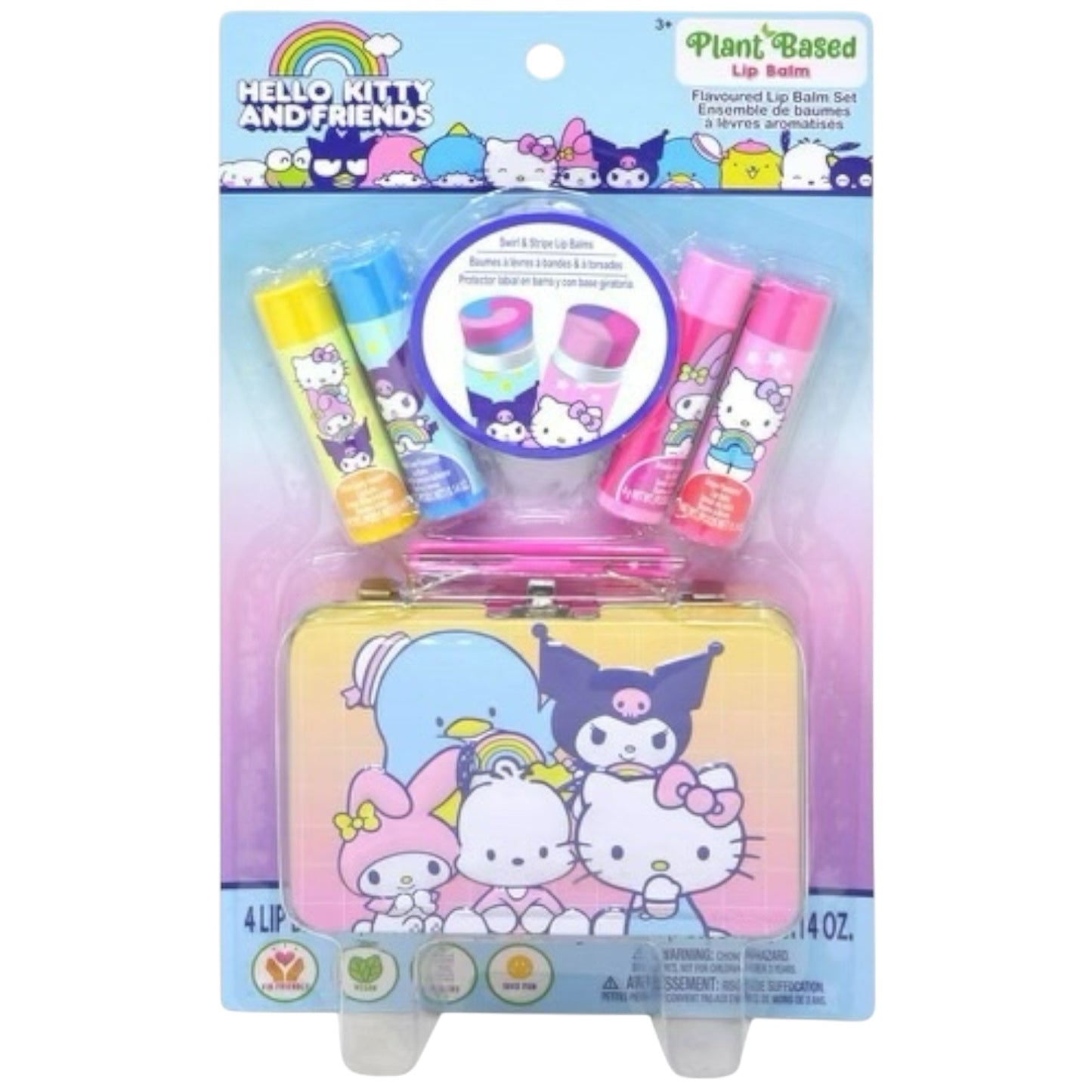 2PCS HELLO KITTY LIP GLOSS 4 PCS WITH TIN ON CARD SET HK1123GG