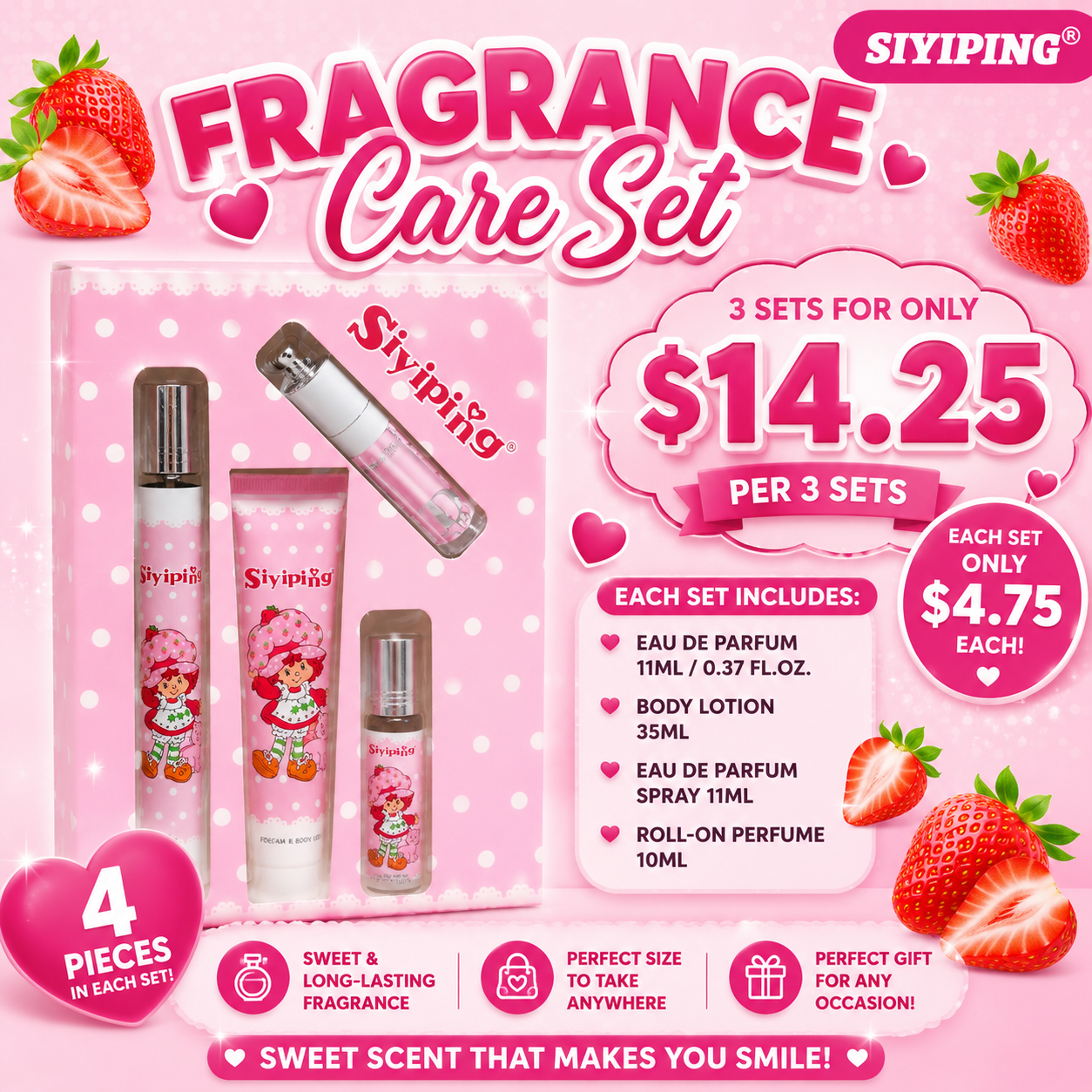 3PCS SIYIPING STRAWBERRY GIRL DUO 4PCS SET SYP-ST46