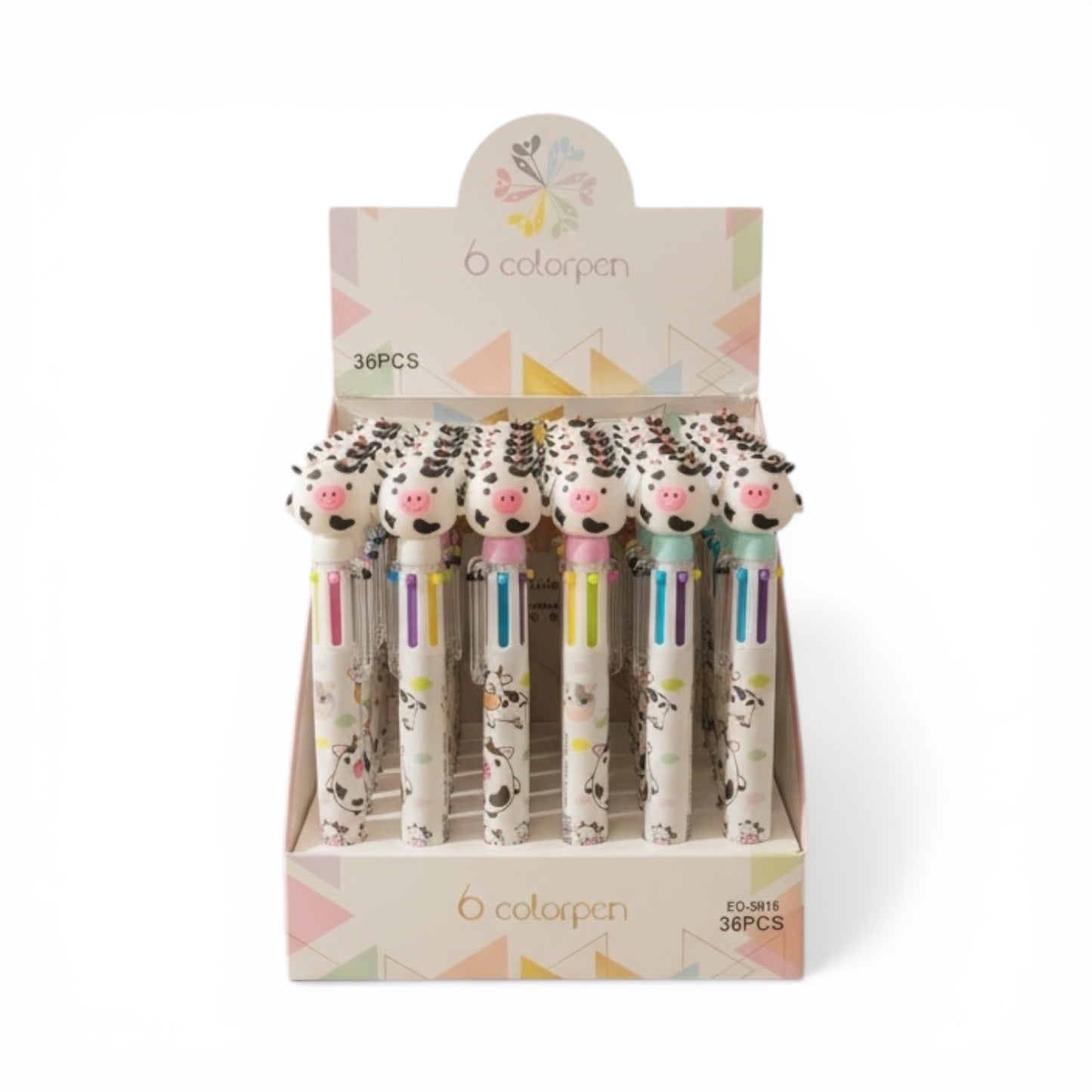 36PCS DISPLAY CUTE COW MULTI COLOR PENS EQ-8916