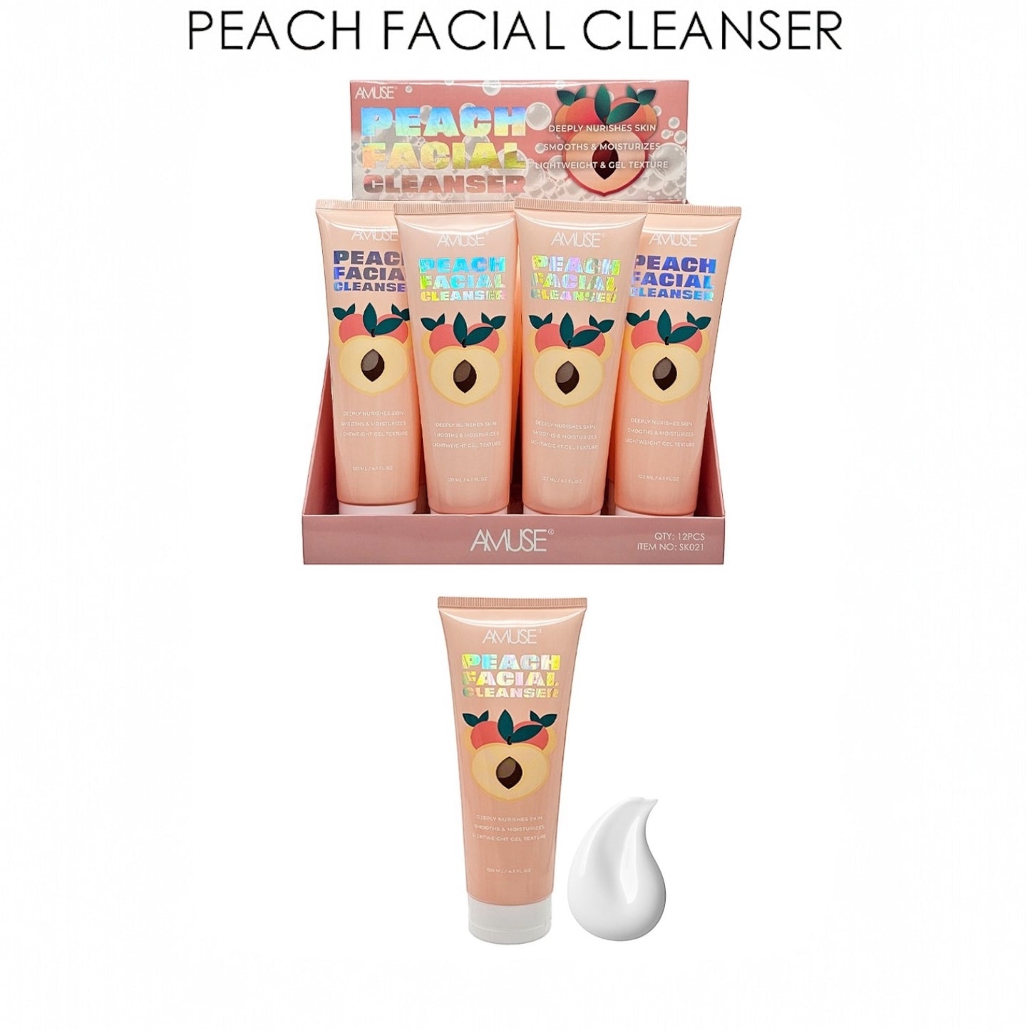 12PCS DISPLAY AMUSE PEACH FACIAL CLEANSER SK021