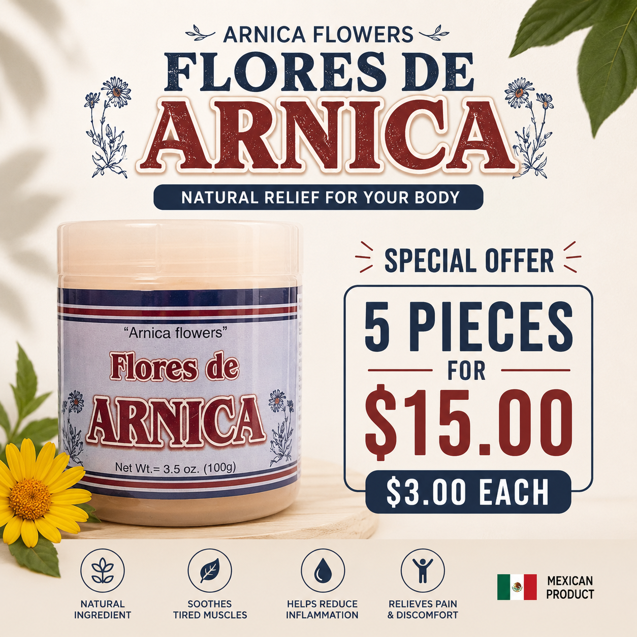 5PCS FLORES DE ARNICA BALM 4853