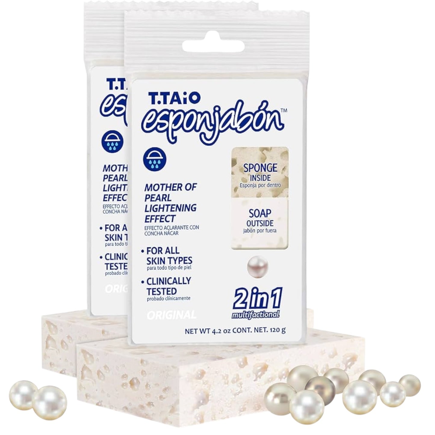 6PCS T TAIO ESPONJABON EFECTO ACLARANTE CON CONCHA NÁCAR