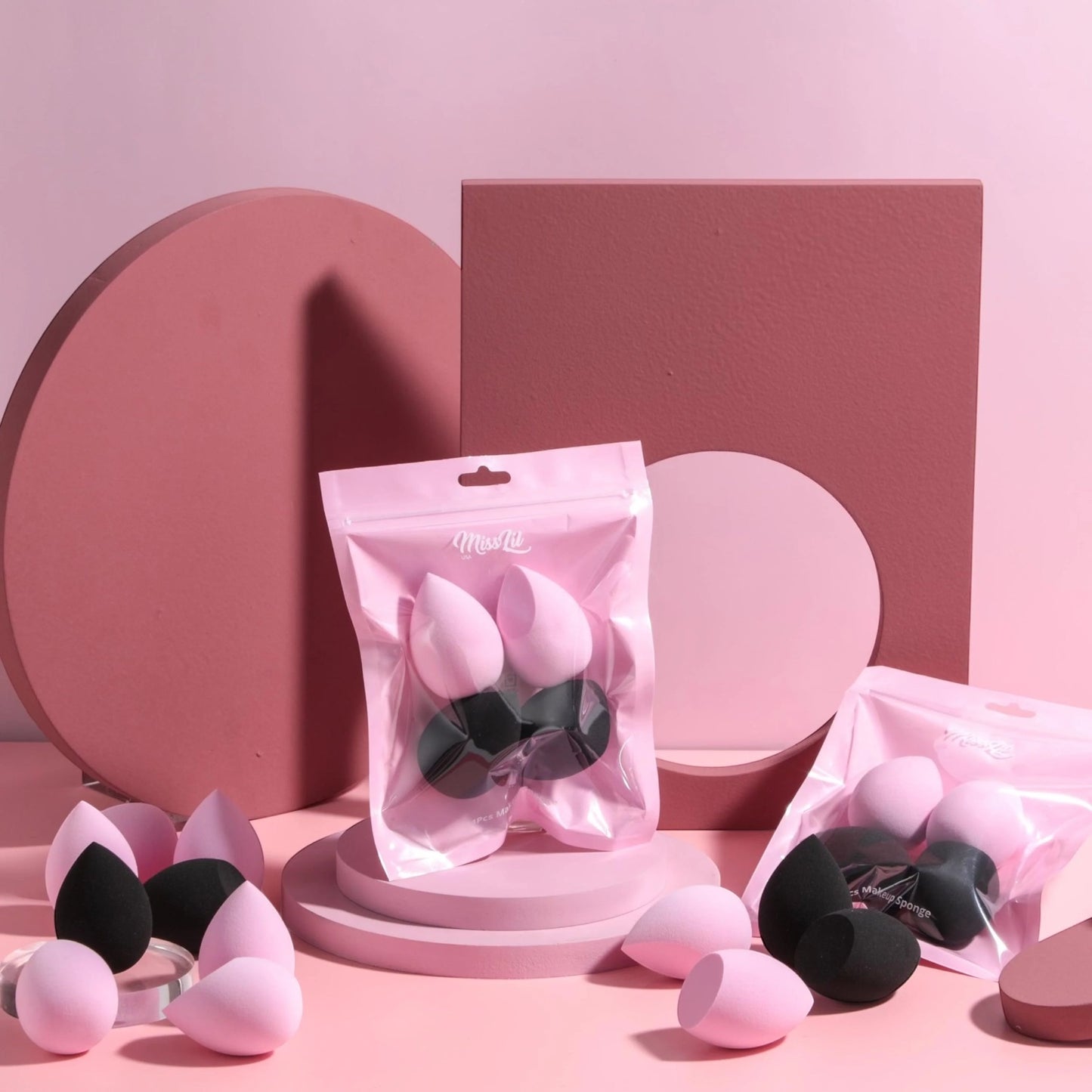 6PCS MISS LIL USA 4PCS DARK & PINK BEAUTY BLENDERS