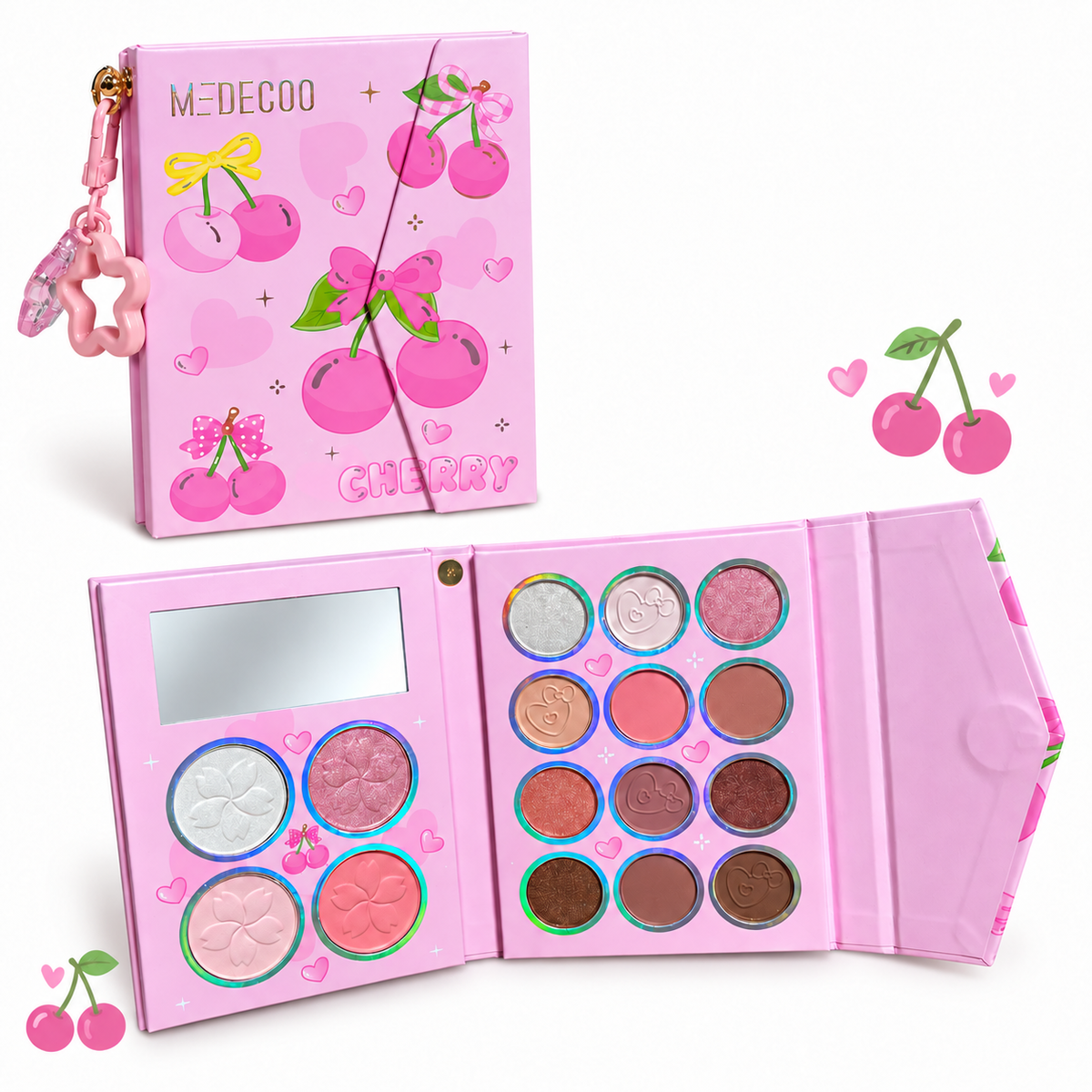 Paleta de sombras de ojos Medecoo Cherry con llavero colgante