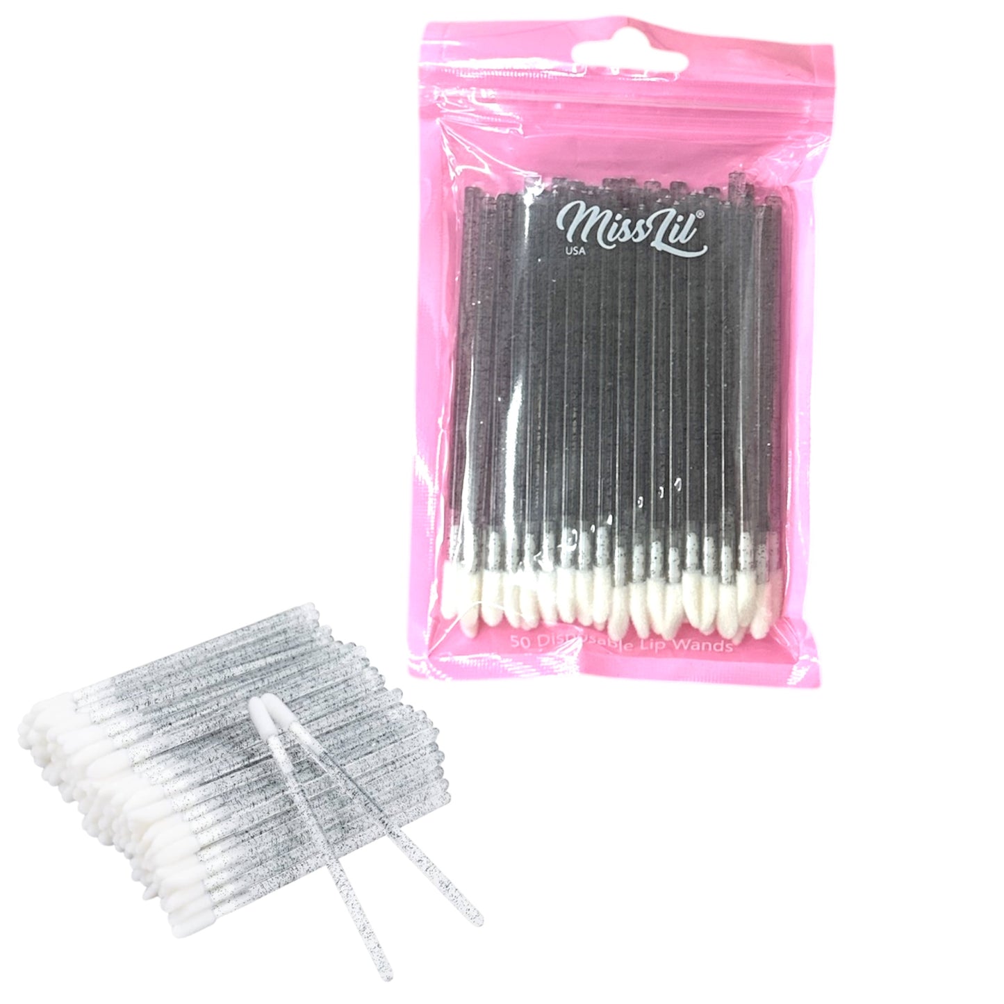 6PCS MISS LIL USA LIP WANDS CLEAR WITH DOTS 50PCS PACK MLDLW01