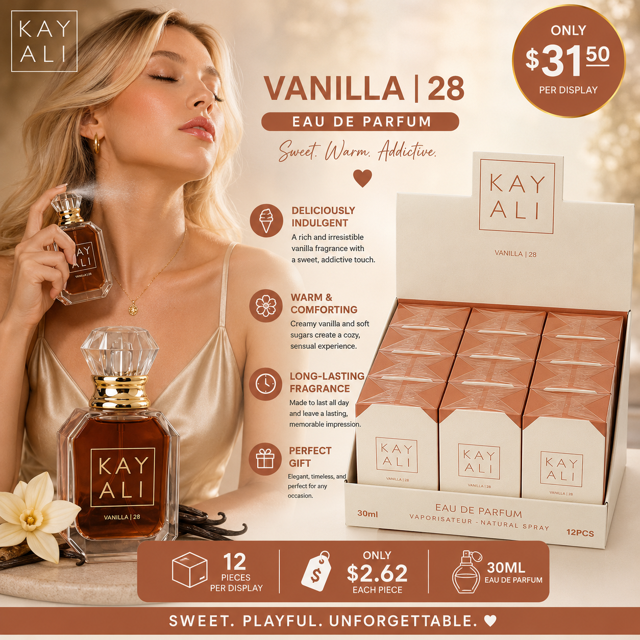 12PCS DISPLAY DUPE KAY VANILLA 28 PERFUME 12441