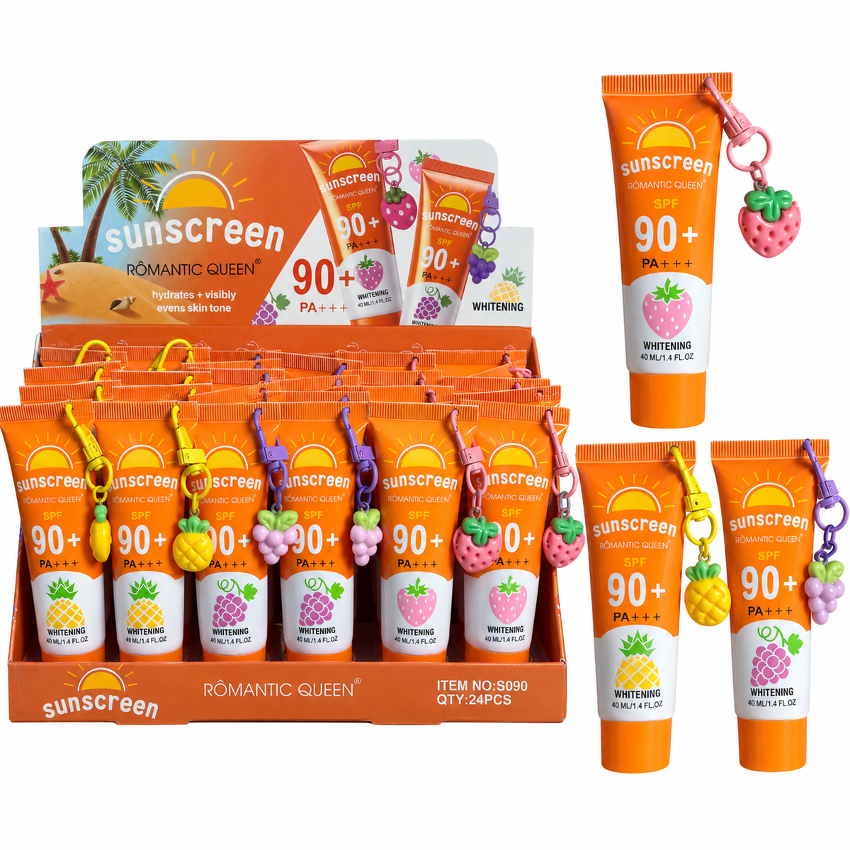 Romantic Queen 3 Fruit SPF90+ With Dangle Keychain