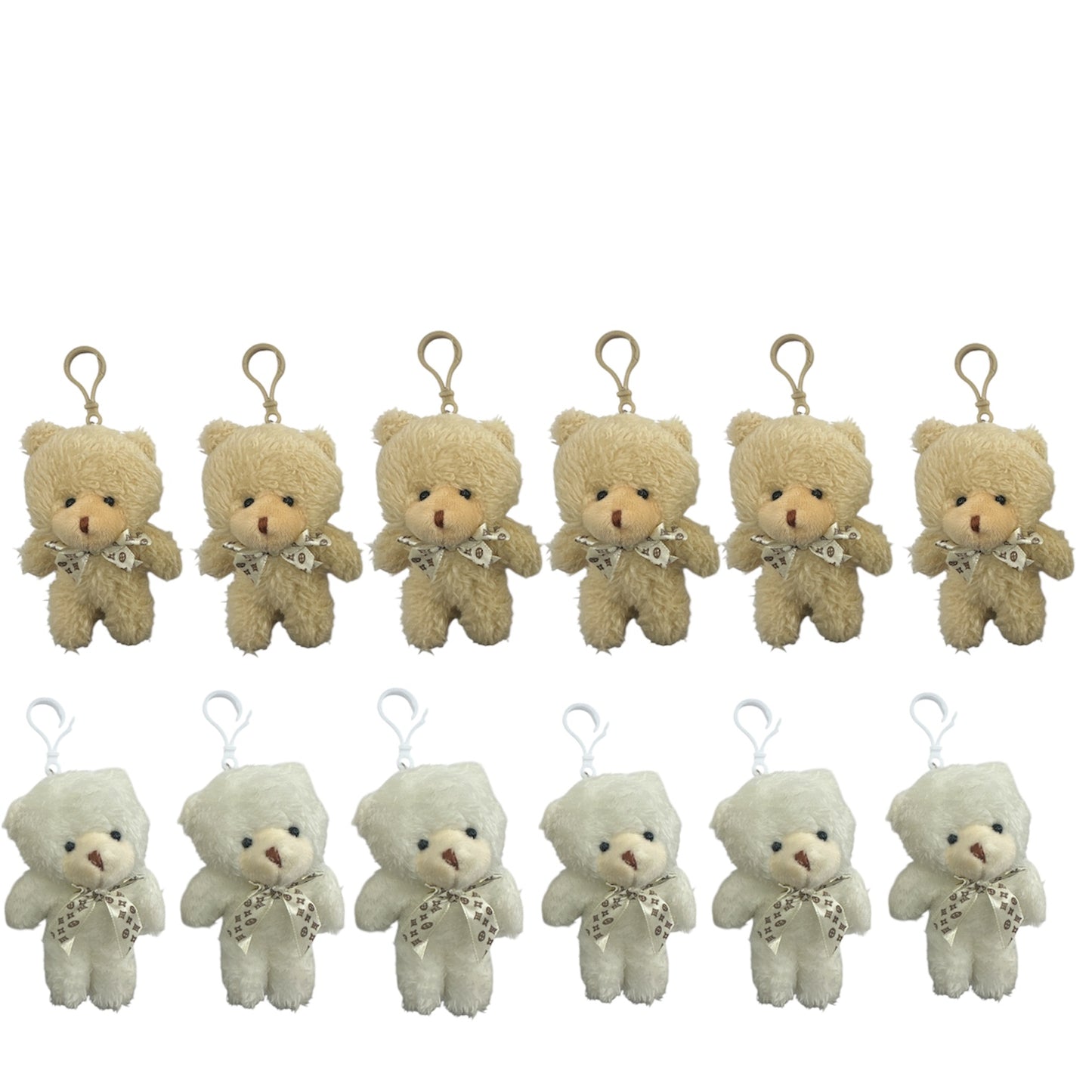 12PCS PACK FLUFFY TEDDY BEAR KEYCHAIN DNV-2742