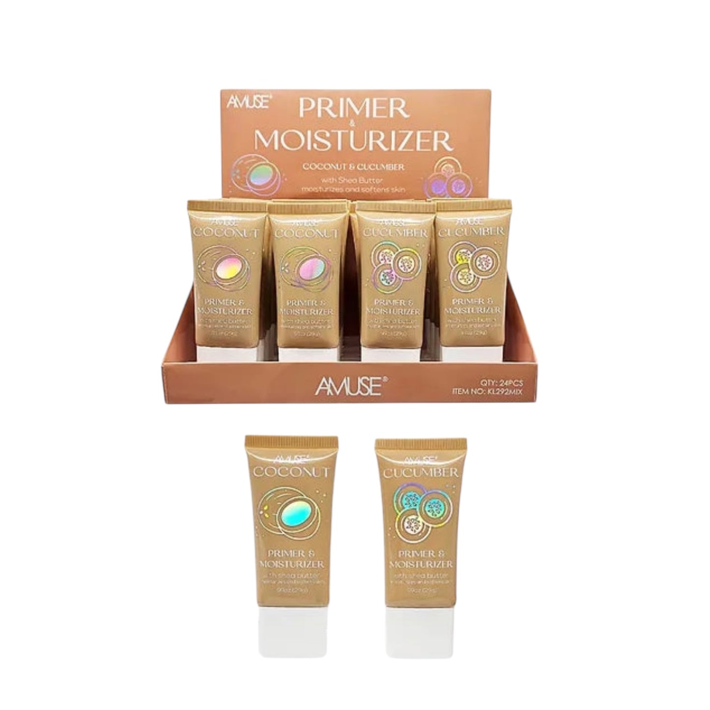 24PCS DISPLAY AMUSE COCONUT AND CUCUMBER PRIMER AND MOISTURIZER KL292MIX