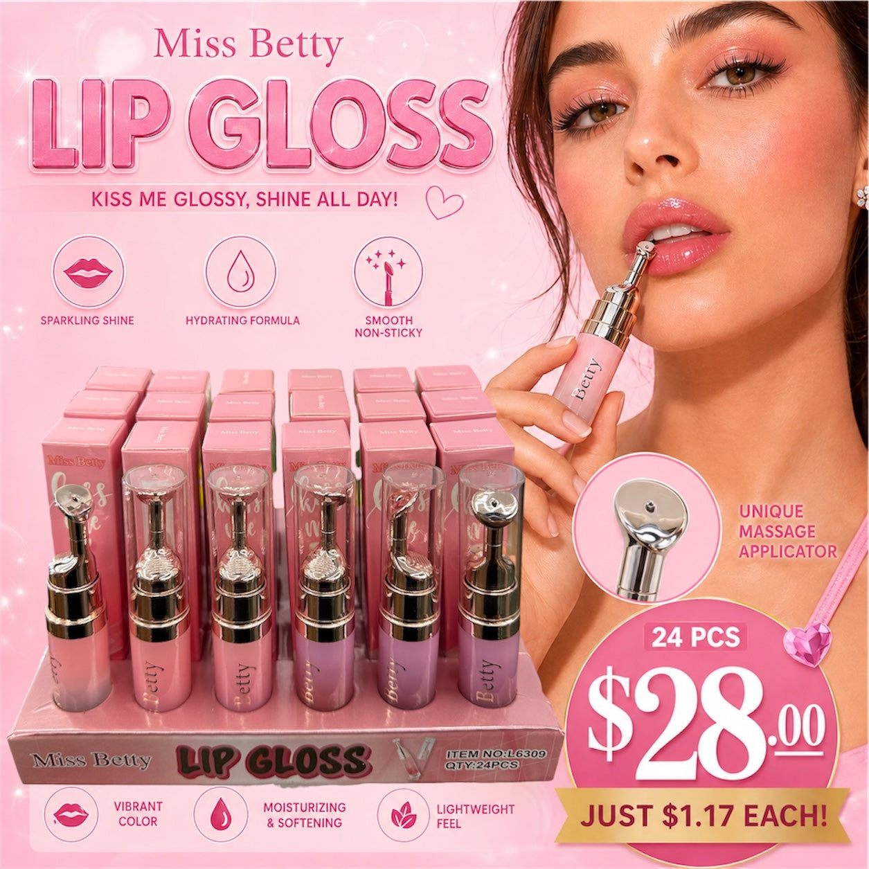 24PCS DISPLAY MISS BETTY BUBBLE LIP SCRUB L6309