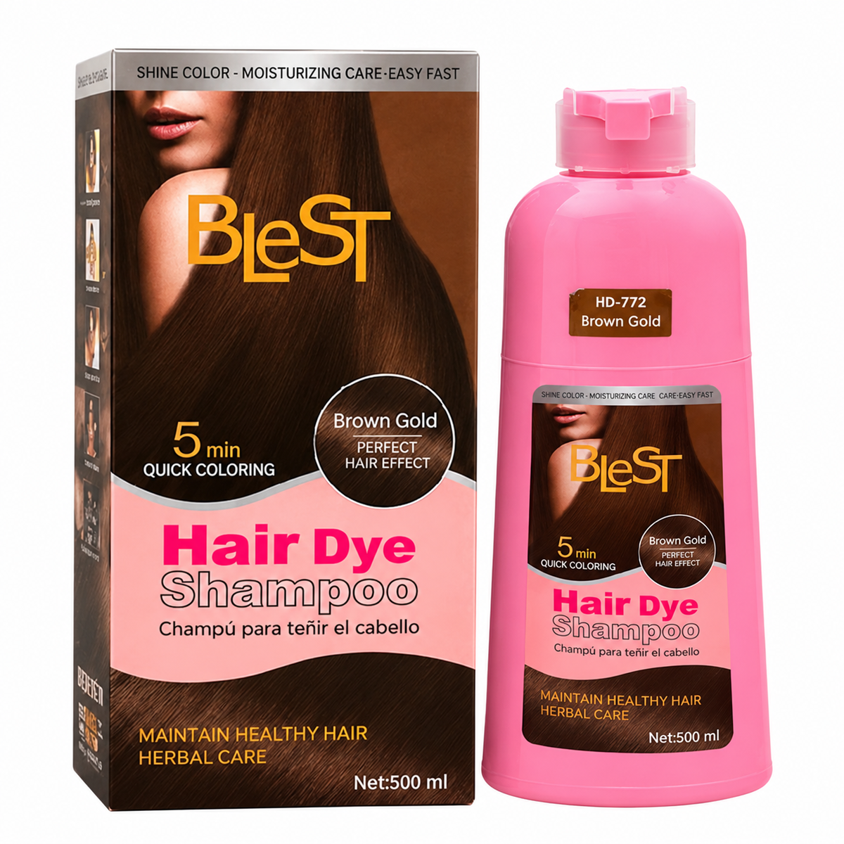 Champú tinte para el cabello Blest color castaño dorado