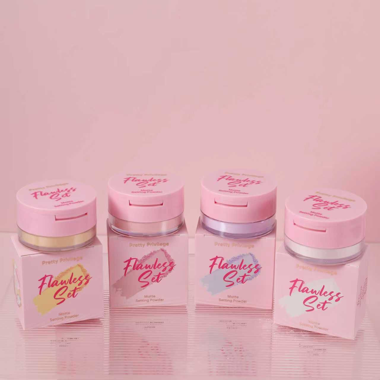 12PCS DISPLAY PRETTY PRIVILEGE FLAWLESS SET MATTE SETTING POWDER 2IN1 PSP4