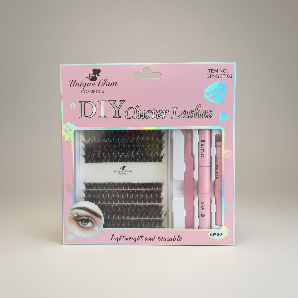 3PCS UNIQUE GLAM COSMETICS DIY CLUSTER LASHES SF50