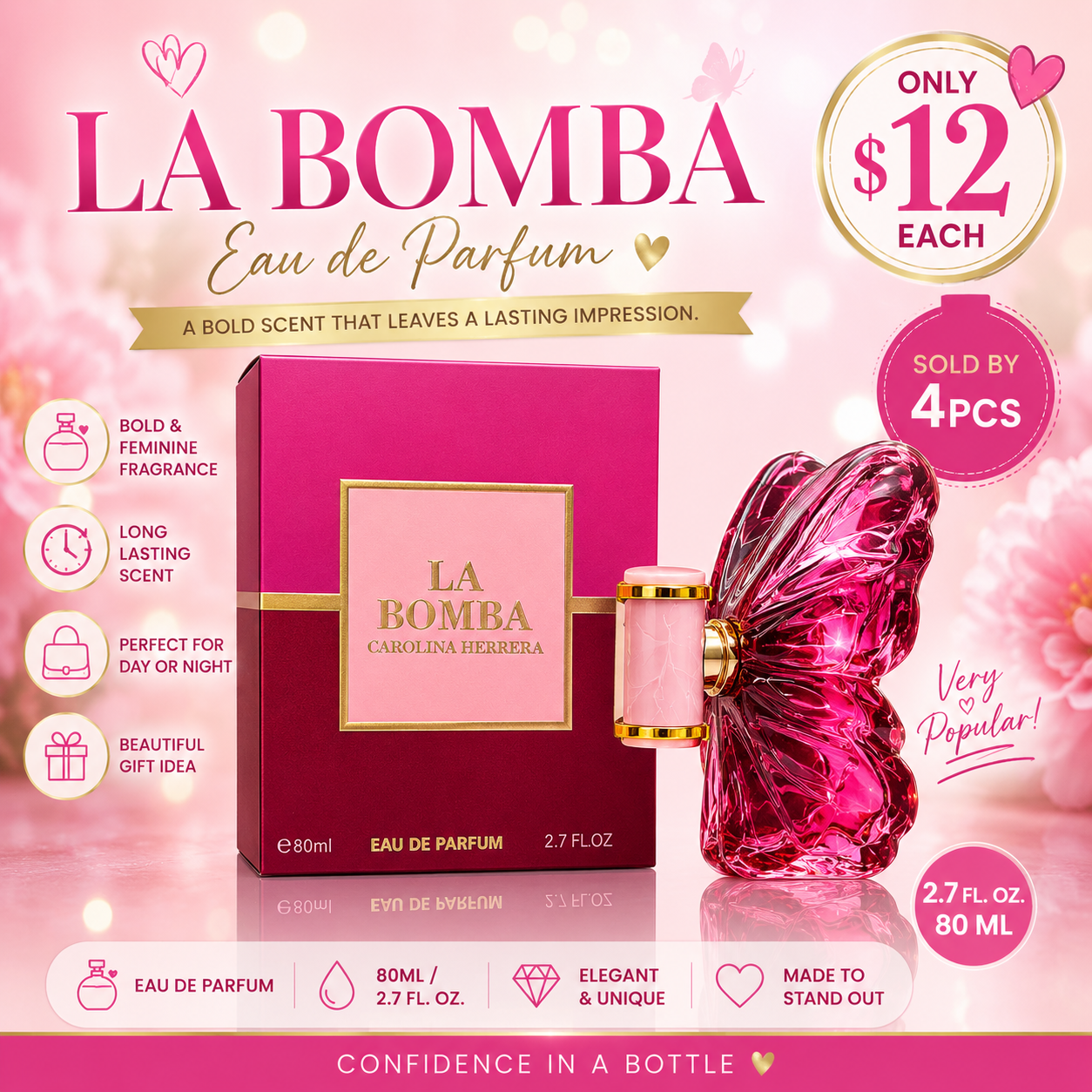 4PCS DUPE LA B BUTTERFLY PERFUME 7160