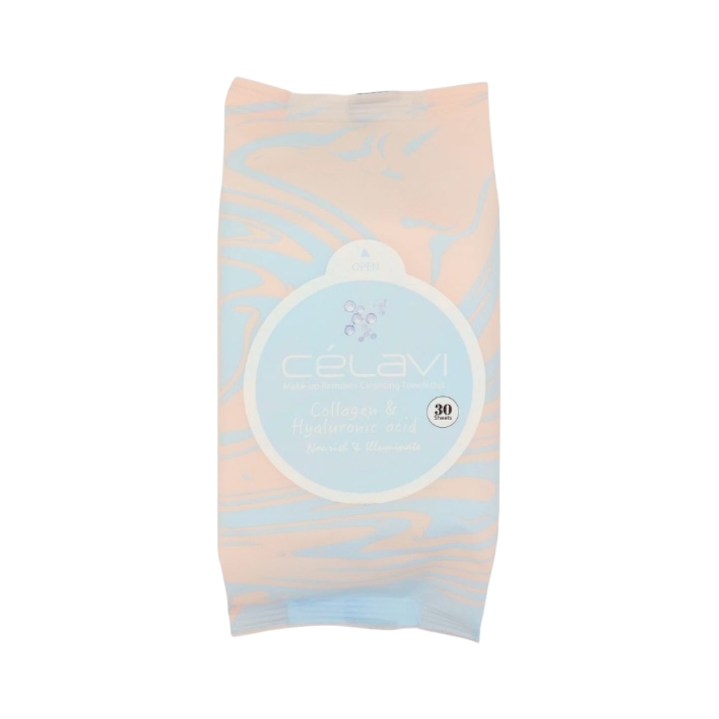 6PCS DISPLAY CELAVI COLLAGEN & HYALURONIC ACID MAKE-UP REMOVER CLEANSING TOWELETTES MT024