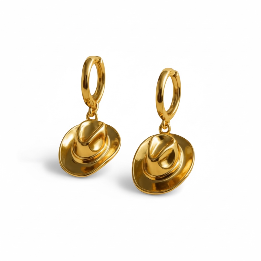 4PCS ORO LAMINADO HAT EARRINGS JE1370
