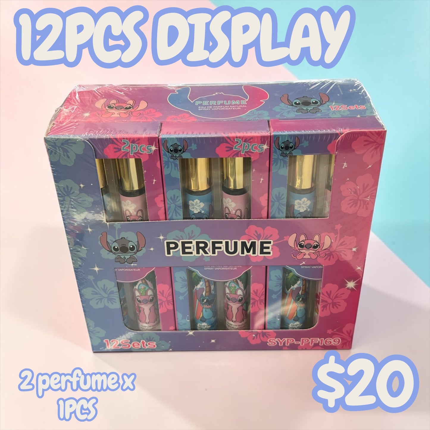 12PCS DISPLAY BLUE GUY + PINK GIRL DUO 2PCS PERFUME SET SYP-PF169