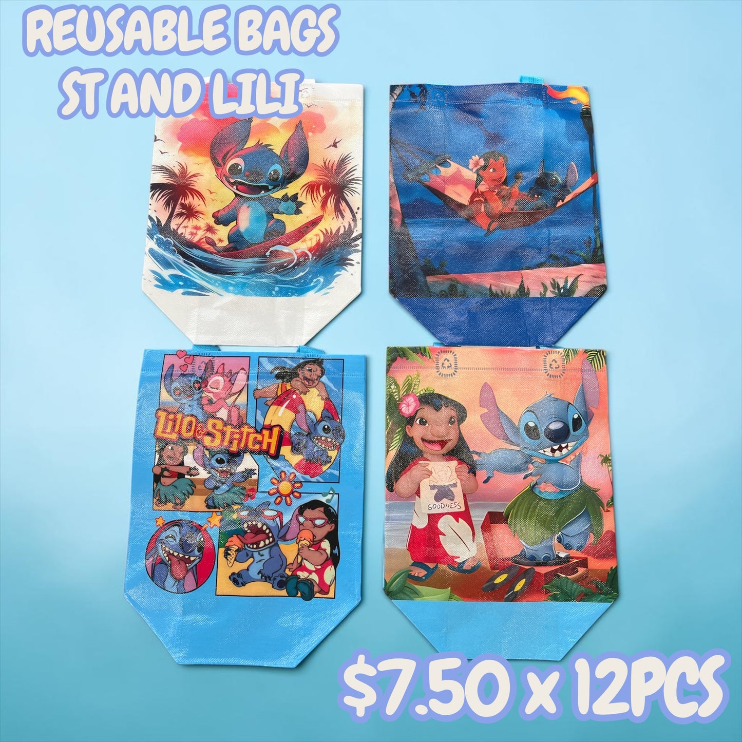 12PCS REUSABLE BAGS BLUE GUY DNV-2582