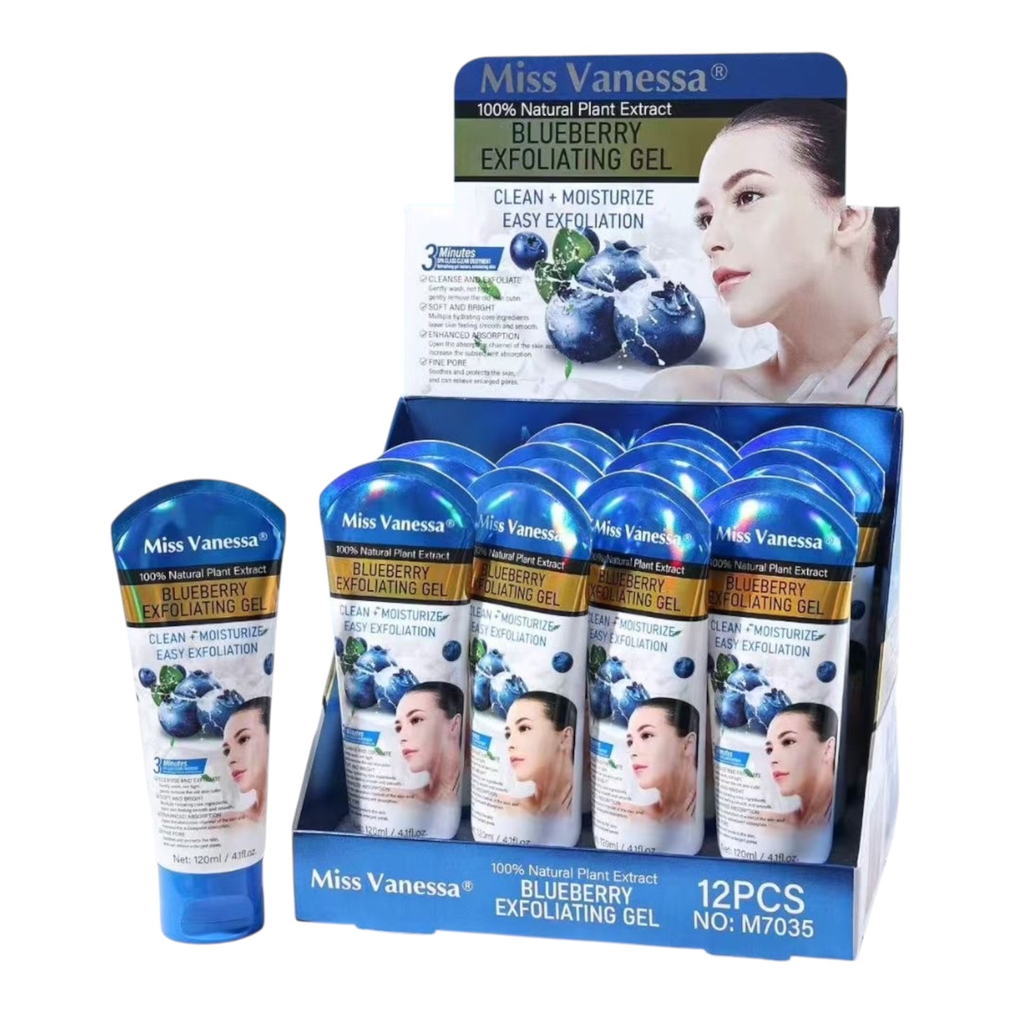 12PCS DISPLAY MISS VANESSA BLUEBERRY MULTI REGENERATING FACE WASH GEL M7035