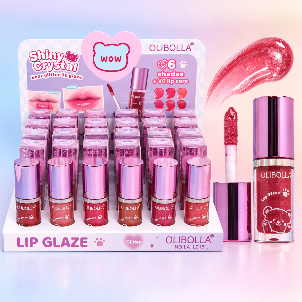 Olibolla Shiny Crystal Bear Glitter Lip Glaze