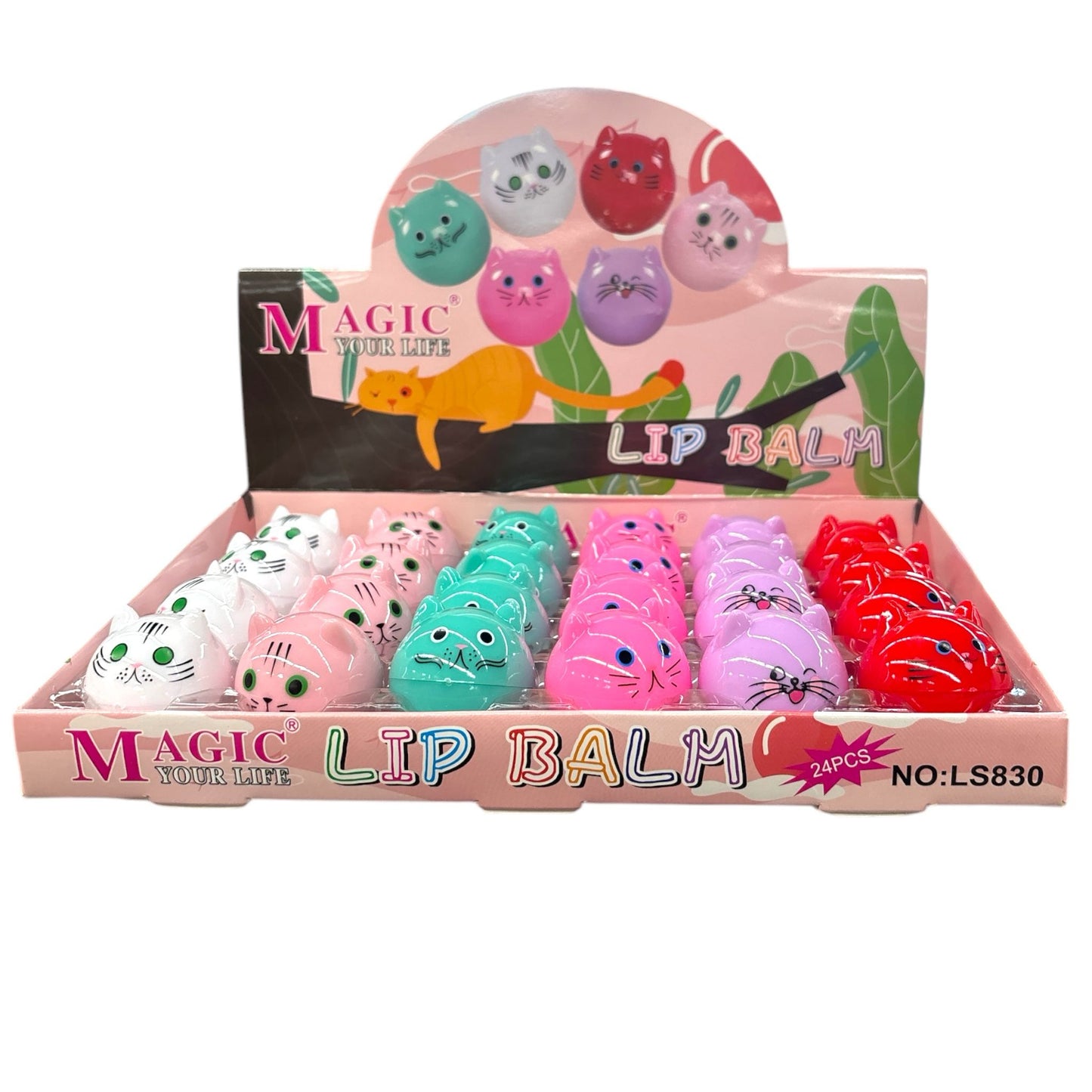 24PCS DISPLAY MAGIC YOUR LIFE KITTY LIP BALM LS830