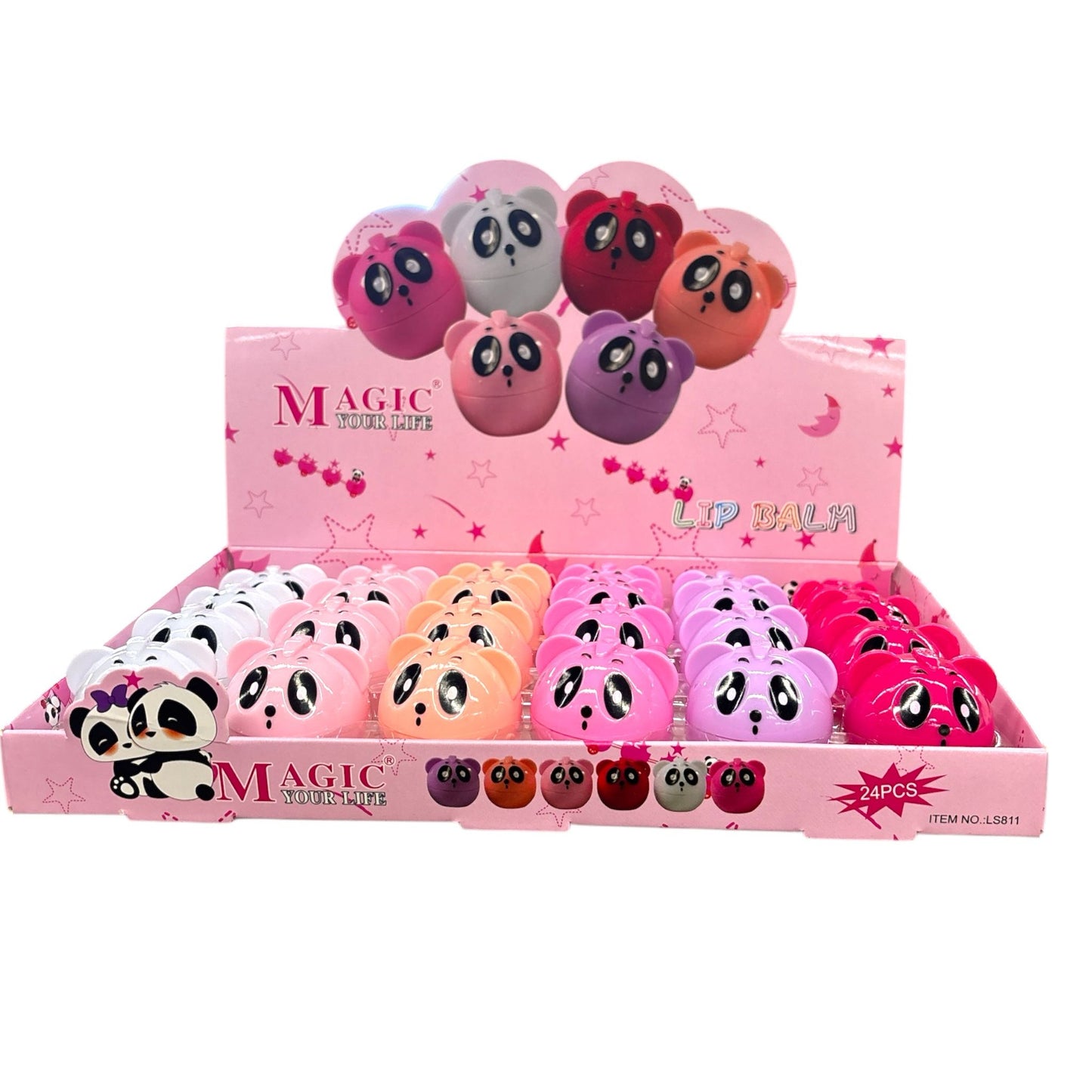 24PCS DISPLAY MAGIC YOUR LIFE PANDA LIP BALM LS811