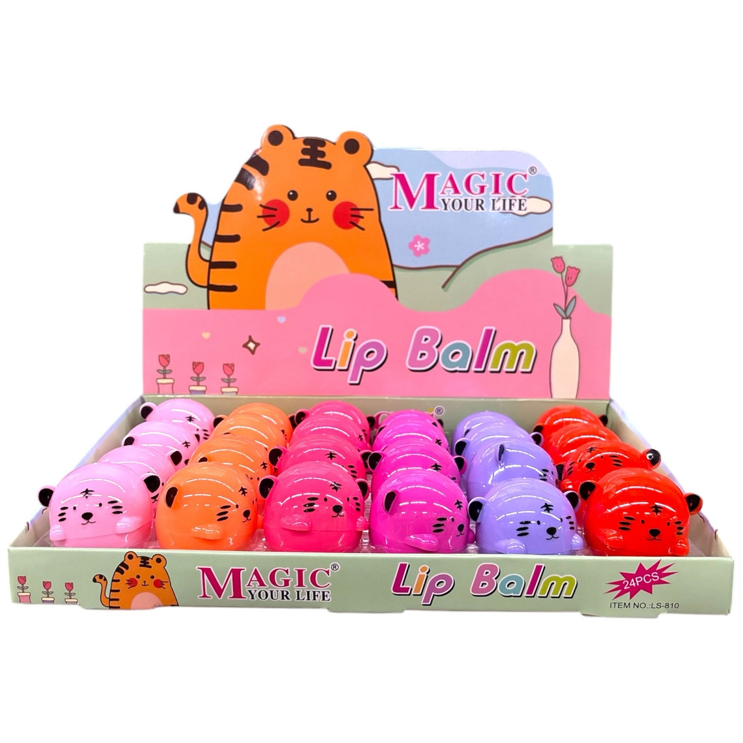 24PCS DISPLAY MAGIC YOUR LIFE TIGER LIP BALM LS810