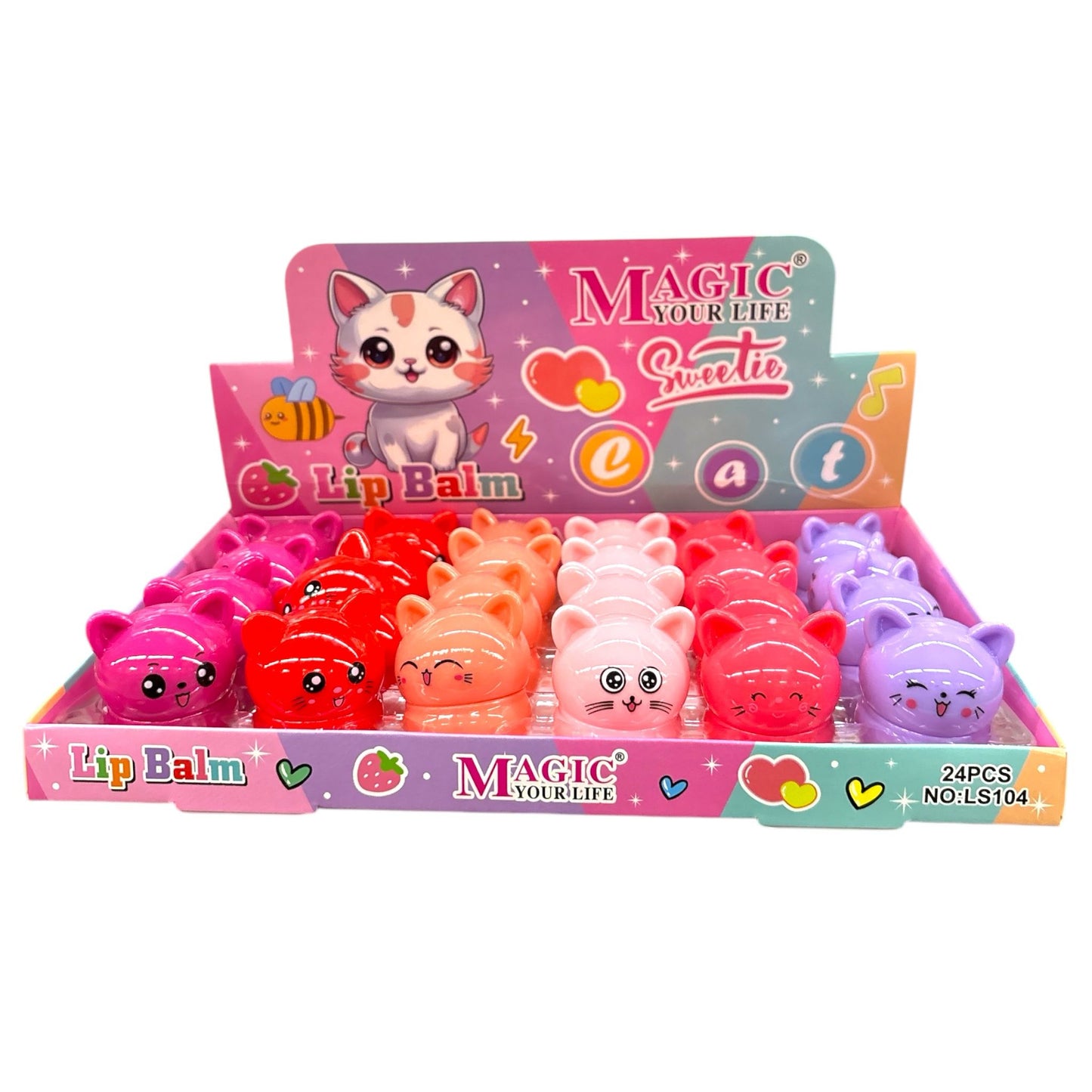 24PCS DISPLAY MAGIC YOUR LIFE SWEETIE CAT LIP BALM LS104