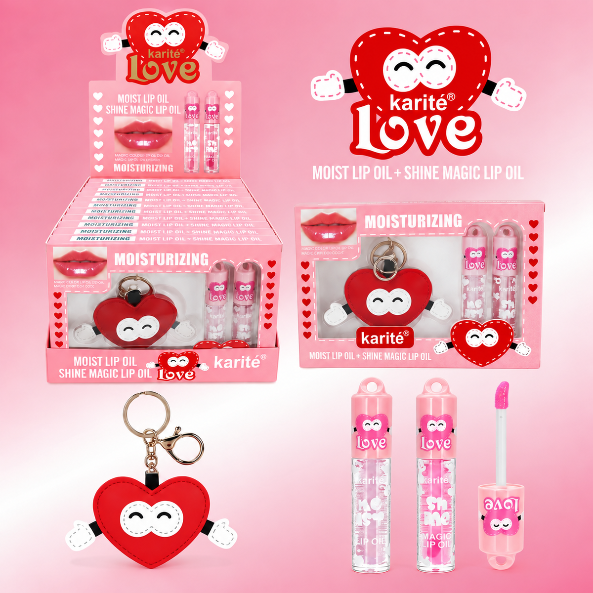 Karite Love Moist Lip Oil + Keychain Gift Set