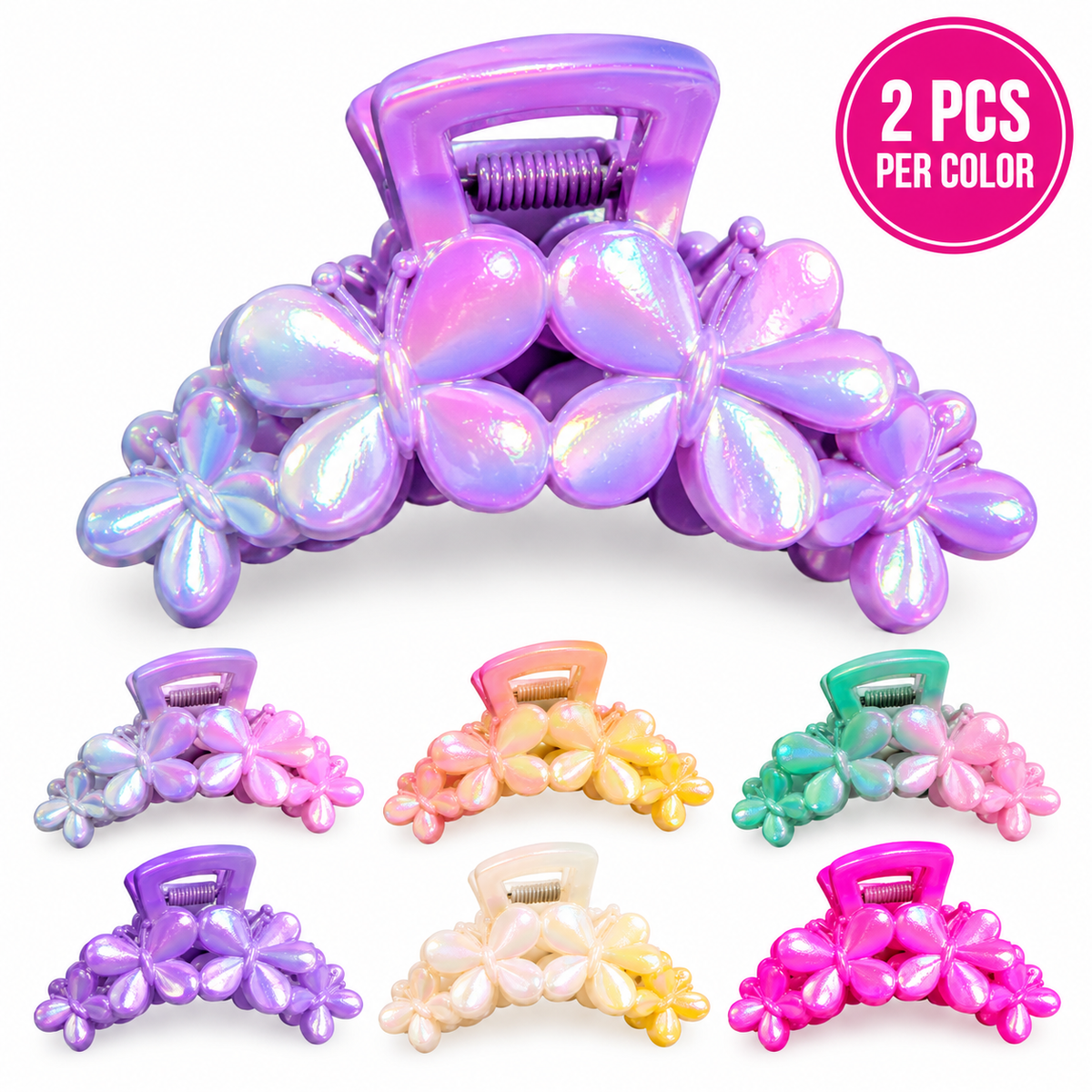 Fluorescent Butterfly Hair Claw Clips